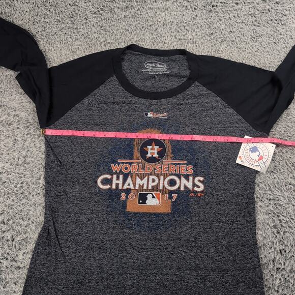 Houston Astros Shirt Men Large Blue 3/4 Sleeve MLB Baseball 2017 World Series - Picture 3 of 6